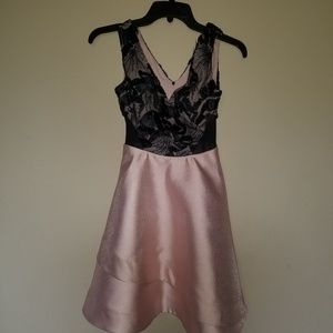Blush pink and black mini dress